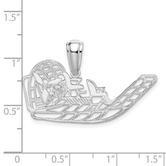 925 Sterling Silver RH Polished Airboat Pendant, Flat, Cut-out travel vehicle - Picture 3 of 7